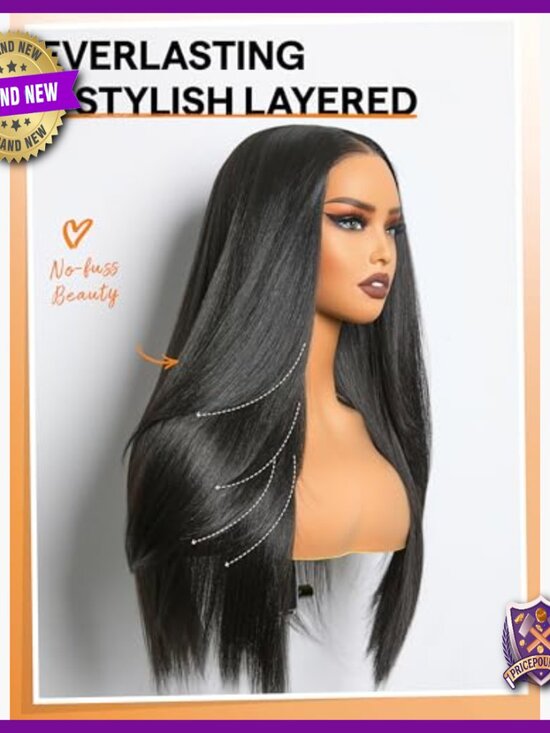 Straight Layered Glueless HD Lace Wig Premium Fiber Blowout Style main image 5